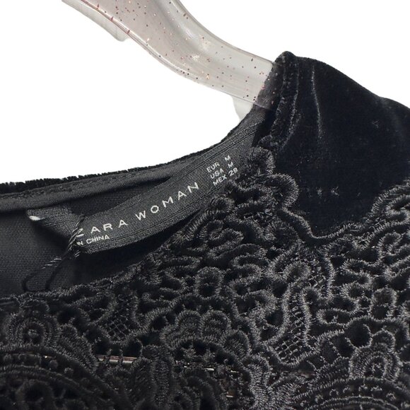 Zara Thick Velvet Velour Crochet Knit Blouse - Picture 3 of 5